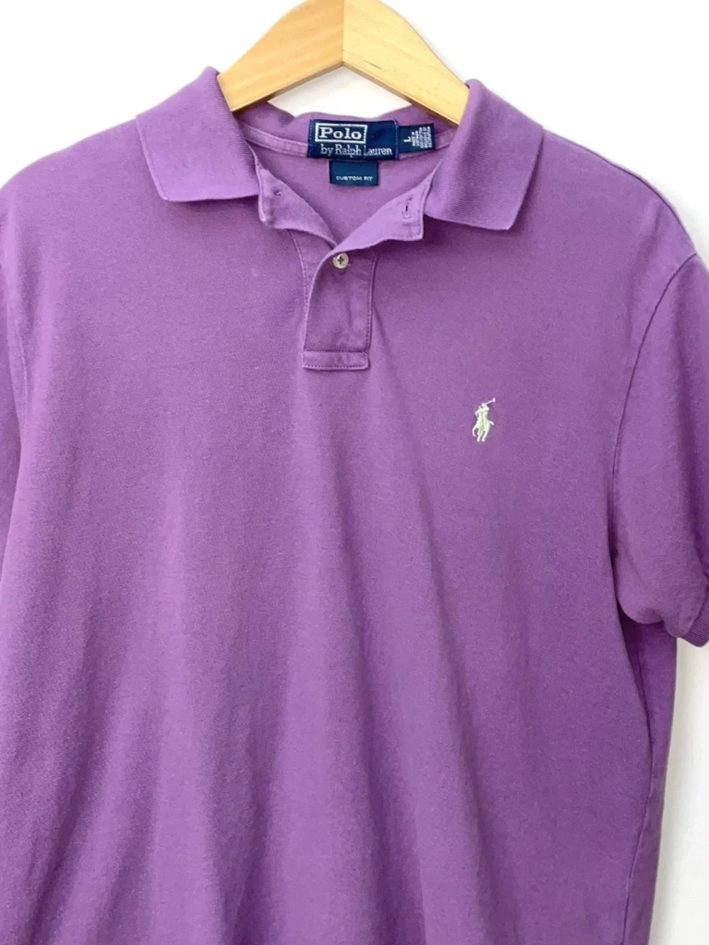 Polo Ralph Lauren Men's Polo Shirt Y2K Large Purple - Blue Label S/S Lime Pony